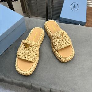 Prada Woven Slide Sandals